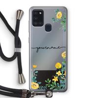 Gele bloemen: Samsung Galaxy A21s Transparant Hoesje met koord