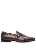 Santoni chaussures en cuir à double boucles - Marron - thumbnail