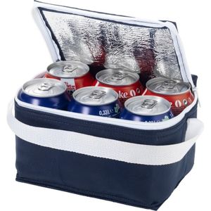 Koelbox/koeltas navy/wit voor 6/sixpack blikjes   -