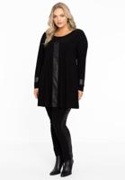 Yoek Xtra slim pantalon leren bies | Zwart | Maat 46/48