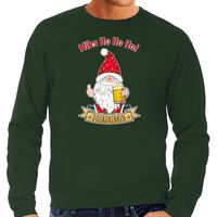Foute Kersttrui/sweater voor heren - Bier kabouter/gnoom - groen - Doordrinken