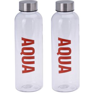 2x stuks bidon drinkfles/waterfles rood 500 ml met schroefdop