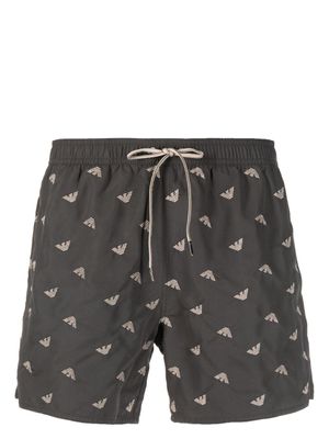 Emporio Armani élastique short de bain à logo imprimé - Gris