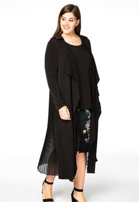 Yoek Lang vest plissé | Zwart | Maat 46/48