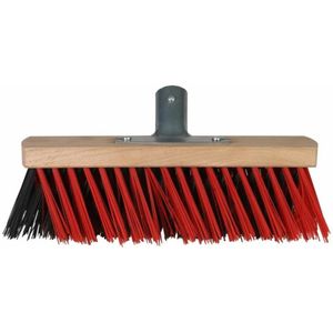 Bezemkop buiten rood/zwart hout/nylon 30 cm   -