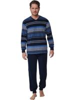 Badstof Heren pyjama - Blauw - Warme winter pyjama maat S