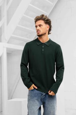 Pure Path Braided Structure Knit Polo Heren Donkergroen - Maat S - Kleur: Donkergroen | Soccerfanshop