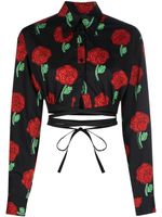 Versace Jeans Couture blouse fleurie à manches longues - Noir