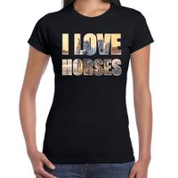 I love horses / paarden dieren t-shirt zwart dames I love horses / paarden dieren t-shirt zwart dames