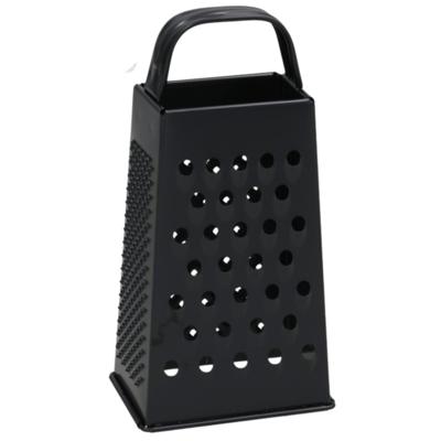 Gerimport Keuken rasp / kaasrasp - 23 cm - 4-zijdig - zwart - RVS - handrasp