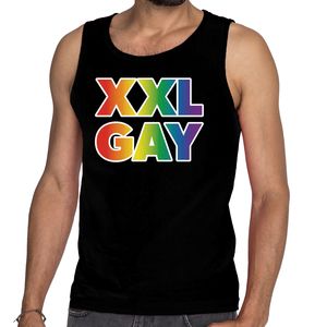 Regenboog gay pride XXL Gay evenement tanktop voor heren zwart 2XL  -