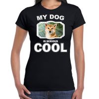 Honden liefhebber shirt Shiba inu my dog is serious cool zwart voor dames - thumbnail