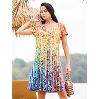 Dames Casual jurk Ombre Bloemig Afdrukken V-hals Mini-jurk Dagelijks Vakantie Korte mouw Zomer Lente Lightinthebox