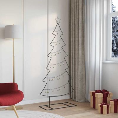 Metalen kerstboom met standaard Zwart 180 cm Staal