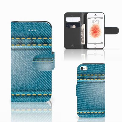 Apple iPhone 5 | 5s | SE | Wallet Case | met Pasjes | Jeans