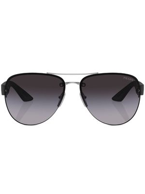 Prada Linea Rossa lunettes de soleil à monture pilote - Argent