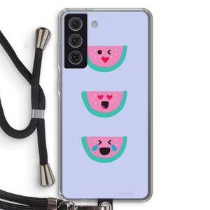 Smiley watermeloen: Samsung Galaxy S21 FE Transparant Hoesje met koord