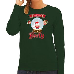 Foute Kersttrui/sweater voor dames - Kerstman sneeuwbol - groen - Shake Your Booty