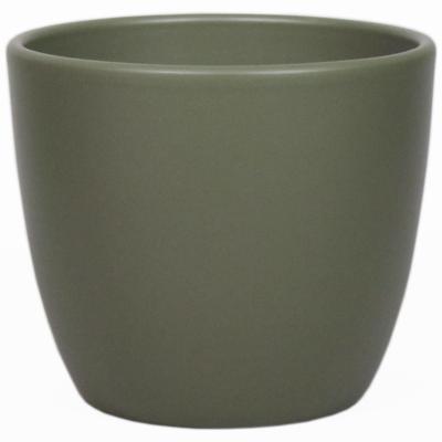Floran Bloempot/plantenpot Boule - groen - keramiek - 10.5 x 8.5 cm