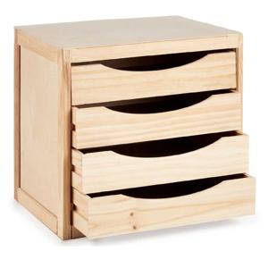 Kantoor organiser ladeblok hout 39 x 30 x 38 cm - 4x lades - opbergen