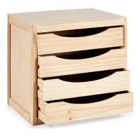 Kantoor organiser ladeblok hout 39 x 30 x 38 cm - 4x lades - opbergen - thumbnail