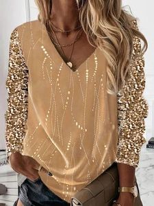 V Neck Casual Glitter Plain Shirt