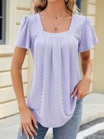 Casual Loose Square Neck Knitted T-Shirt - thumbnail
