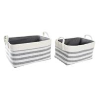 Mandenset DKD Home Decor Strepen Grijs Katoen (40 x 30 x 23 cm) (2 Onderdelen)