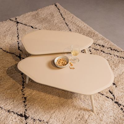 WOOOD Exclusive Organische Salontafel 'Davina' Set van 2 stuks, MDF, kleur Dust