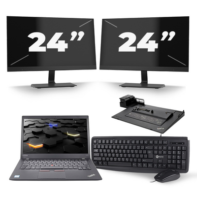 Lenovo ThinkPad T460s - Intel Core i5-6e Generatie - 14 inch - 8GB RAM - 256GB SSD - Windows 11 + 2x 24 inch Monitor