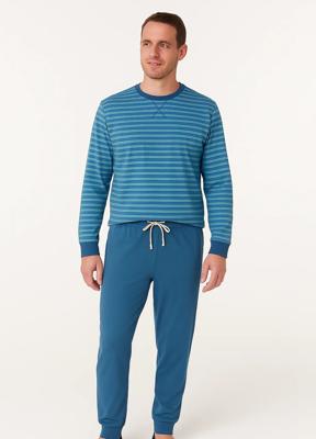 M.E.Q. Heren pyjama lange mouwen katoen - Spring blue