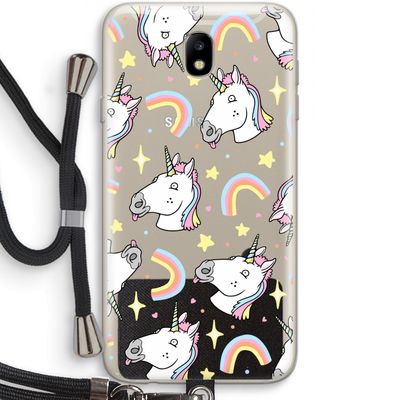 Rainbow Unicorn: Samsung Galaxy J7 (2017) Transparant Hoesje met koord
