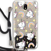 Rainbow Unicorn: Samsung Galaxy J7 (2017) Transparant Hoesje met koord