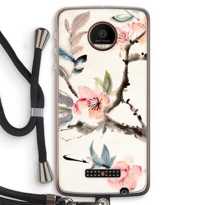 Japanse bloemen: Motorola Moto Z Force Transparant Hoesje met koord