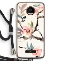 Japanse bloemen: Motorola Moto Z Force Transparant Hoesje met koord
