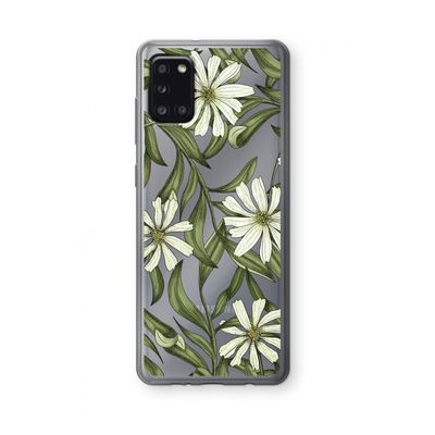 Wit bloemenpatroon: Samsung Galaxy A31 Transparant Hoesje