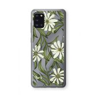 Wit bloemenpatroon: Samsung Galaxy A31 Transparant Hoesje Wit bloemenpatroon: Samsung Galaxy A31 Transparant Hoesje