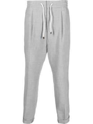 Brunello Cucinelli pantalon à taille à lien de resserrage - Gris