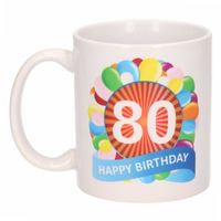 Verjaardag ballonnen mok / beker 80 jaar - thumbnail