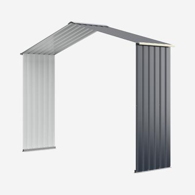 Uitbreidingsbox Gereedschapsschuur van Metaal 277 x 64 x 202 cm Afsluitbaar Tuinhuis met 4 Ventilatiesleuven en Schuifdeur Tuinschuur
