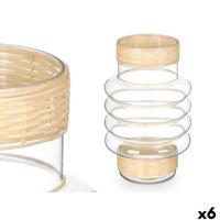 Kaarshouder Gift Decor SG-29853 SG-29853 Transparant Natuurlijk Glas Rotan 18 x 30 x 18 cm (6 Stuks)