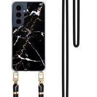 Samsung Galaxy A16 hoesje met zwart koord - Marmer zwart