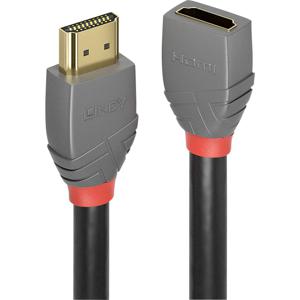 LINDY 36475 HDMI-kabel HDMI Verlengkabel HDMI-A-stekker, HDMI-A-bus 0.50 m Antraciet, Zwart, Rood 4K UHD, Vergulde steekcontacten