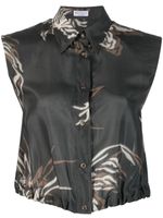 Brunello Cucinelli chemise crop à design sans manches - Gris