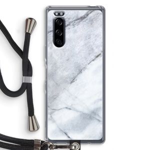 Witte marmer: Sony Xperia 5 Transparant Hoesje met koord