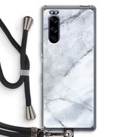 Witte marmer: Sony Xperia 5 Transparant Hoesje met koord
