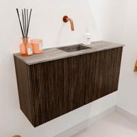 Toiletmeubel Mondiaz Joya Dlux | 80 cm | Meubelkleur Walnut | Faye wastafel Oza Wasbak Midden | Zonder kraangat(en) Toiletmeubel Mondiaz Joya Dlux | 80 cm | Meubelkleur Walnut | Faye wastafel Oza Wasbak Midden | Zonder kraangat(en)