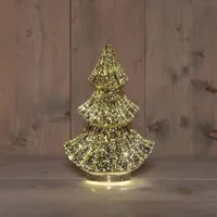 Anna&apos;s Collection LED glazen kerstboompje 20 lampjes metallic goud 15,5 x 9,5 x 24cm