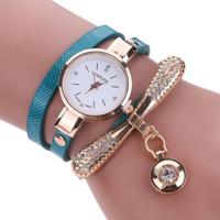 Mode vrouwen casual armband lederen band Watch (blauw)