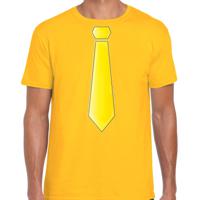 Verkleed t-shirt voor heren - stropdas geel - geel - carnaval - foute party - verkleedshirt - thumbnail